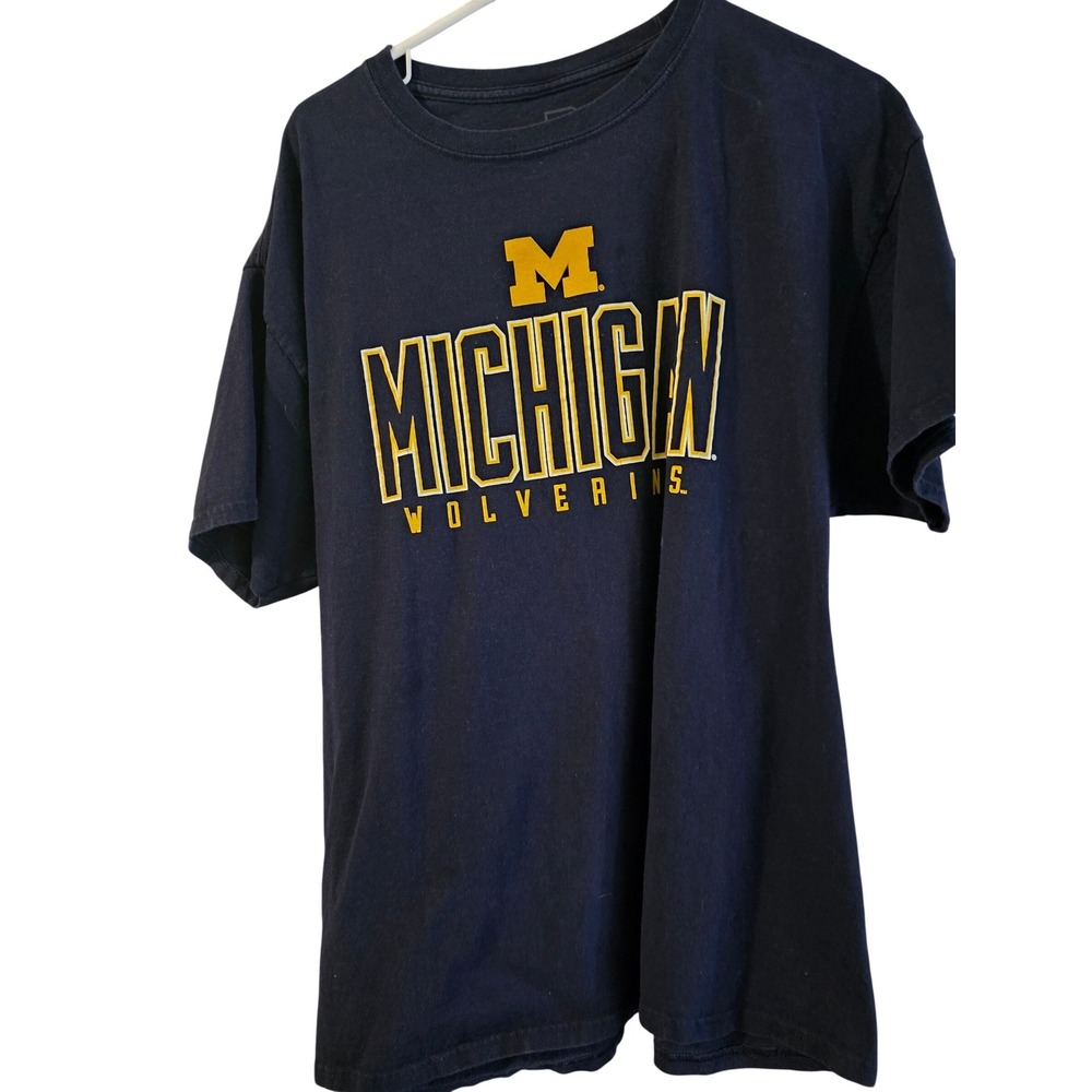 Michigan Wolverines T-Shirt Navy Blue Pro Edge NCAA Graphic Tee Unisex XL